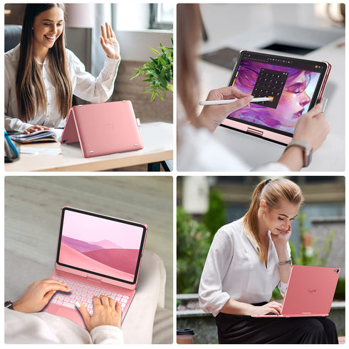 Typecase Touch Keyboard Case with Trackpad for iPad Air 5th Gen (10.9-inch, 2022): 360° Rotatable - 11 Colors Backlight - Wireless Keyboard with Pencil Holder for iPad Air 5th & 4th Gen